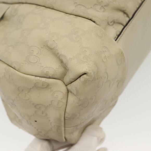 GUCCI GG Canvas Guccissima Hand Bag Leather Ivory Gold - Picture 14 of 16